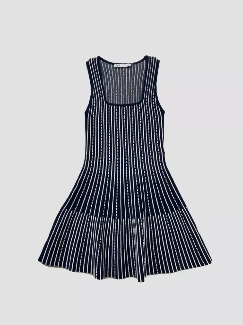 Striped Knit Dress - Navy & White